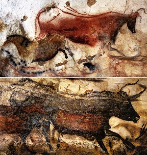 Lascaux Cave, France, the famous 17,000 year old Halls of Bulls ancient paintings at www.BlissfulVisions.com