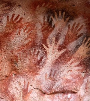 Gallery of Hands at Cave of the Castle, Spain - 40,000 years old at www.BlissfulVisions.com